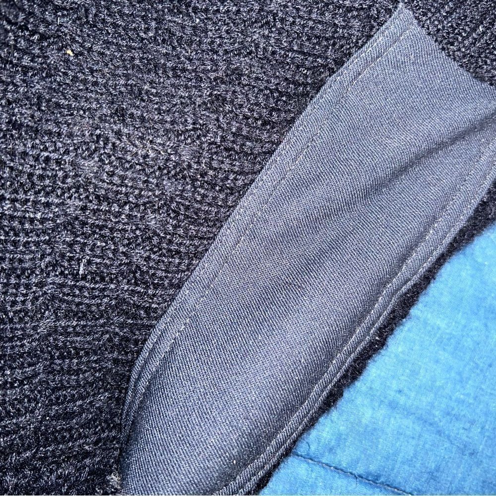 Italian wool men’s sweater jacket, zip up, leather details, pockets - Picture 3 of 7